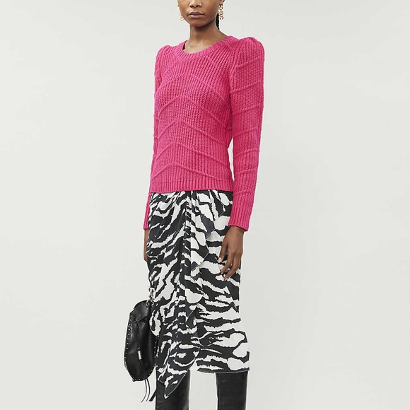 NWT BA&SH Dabney Cotton Blend Fuchsia Sweater L - Picture 3 of 4